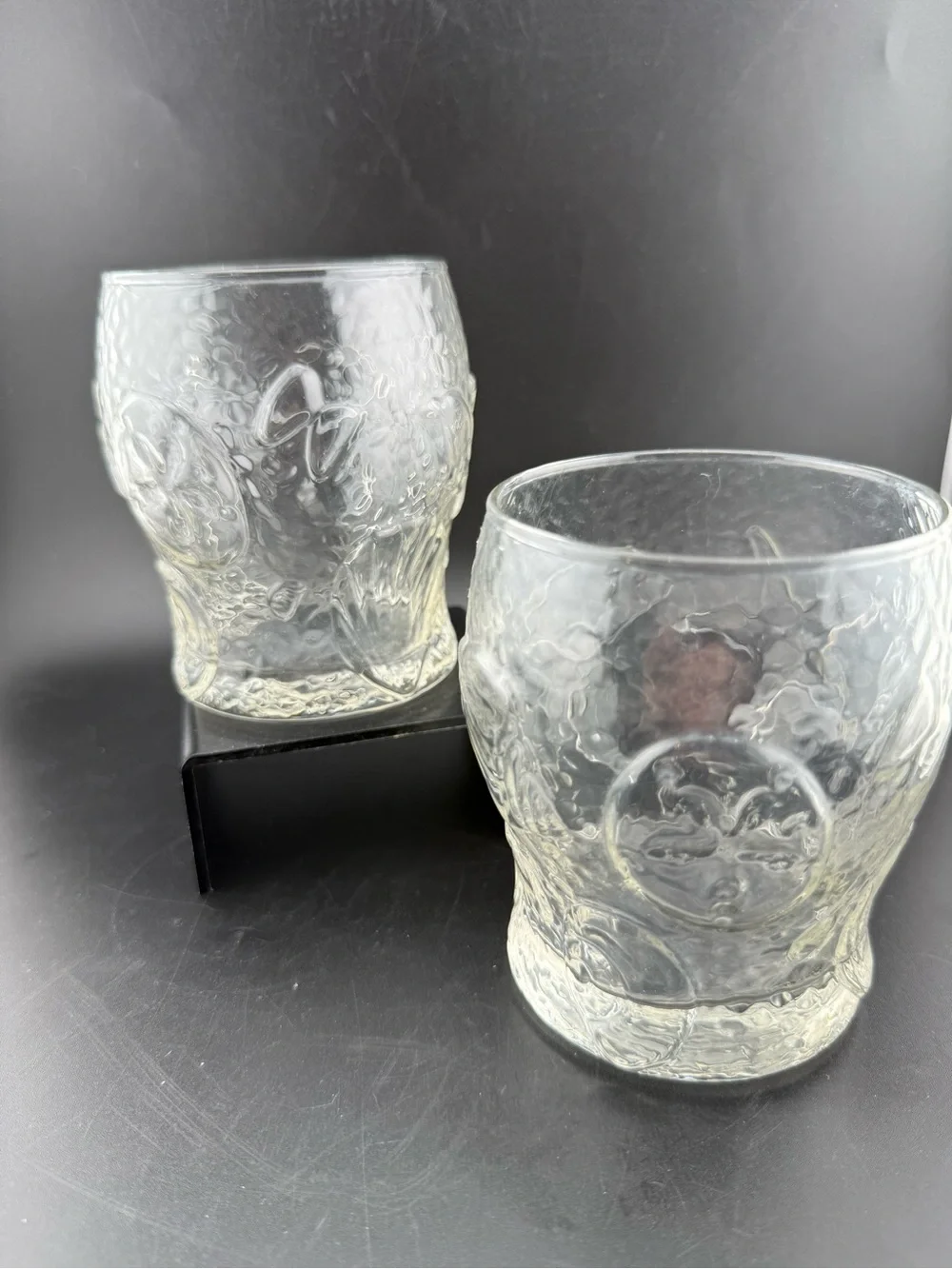 2  Nautical Seashell Embossed Glass. Coastal-themed tumblers. Beach themed.